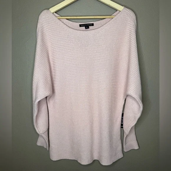 Boston Proper Women's Soft Pink Off the Shoulder Knit Sweater Size Large Preppy - Picture 4 of 16